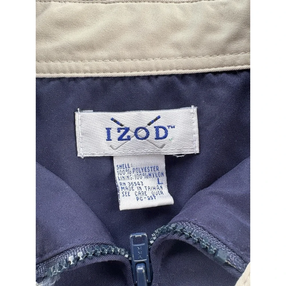 Vintage Izod Golf Navy Jacket Size Large Zip Up Long Sleeve Pockets Lined